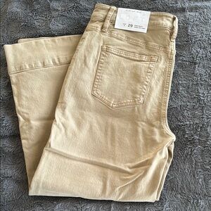 LOFT High-waist wide leg crop in Khaki